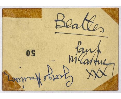 An original and rare ticket for The Beatles at Oasis, Manchester, February 1962 (8.5x6cm) signed to reverse by Paul McCartney