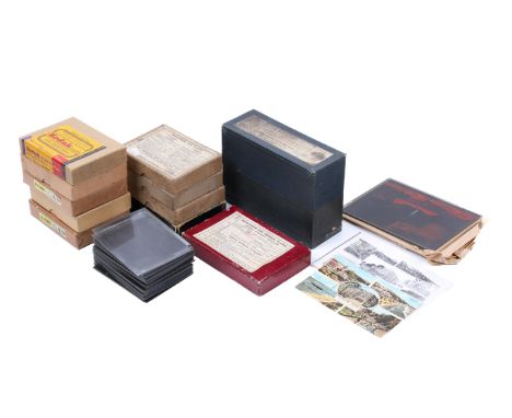 A mixed assortment of photographs. Mostly glass negatives. To include glass postcard negatives of Bournemouth and Devon, appr