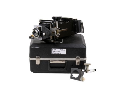 A custom built 6 x 9 medium format copying camera. Made from a Zeiss Ikon Ikonta body and Carl Zeiss lens and leaf shutter sy
