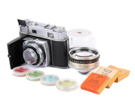 A Kodak Retina IIIC 35mm rangefinder outfit. Body serial number 267068. With two lenses; a Schneider-Kreuznach 50mm f2 Retina