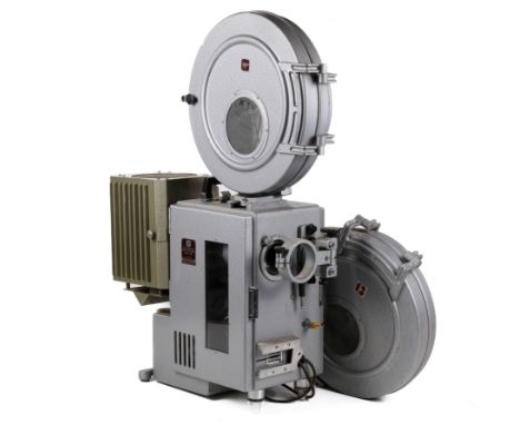A Tokiwa T-60 35mm portable sound projector. With a Kowa 63.5mm f1.9 Super Prominar lens, and two film reel housings.
