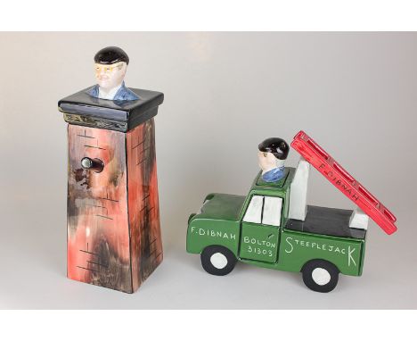 A Lorna Bailey Fred and his Lanny teapot, limited edition 29/100, signature to base, modelled as a green fire truck, together