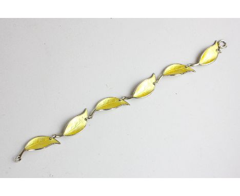 David Andersen, a silver and yellow enamel leaf bracelet