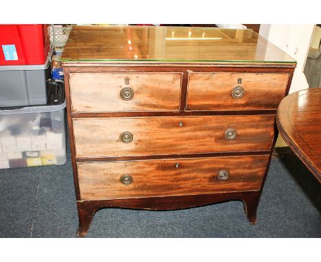 A George III mahogany chest of two short over two long drawers, on bracket feet, 84.5cm