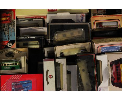 A large collection of die cast model buses by Corgi, Days Gone, Models of Yesteryear, Lledo and others