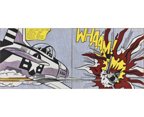 AFTER ROY LICHTENSTEIN, 'Whaam! Poster', offset lithograph diptych, each panel 62.9cm x 73.6cm, framed and glazed. (2)