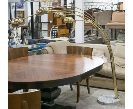 FLOOR LAMP, marble base with five branches, 164cm H.