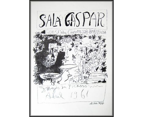 PABLO PICASSO 'Sala Gaspar - Three Drinkers', original lithograph on offset paper, 90cm x 65cm, framed and glazed.