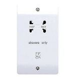 4 x MK Raised slim Screwed Shaver socket Gloss White. - PW.