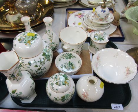 Crown Staffordshire Coleen pattern part wares, comprising two ginger jars and covers, two bud vases, stem vase, planter, mini