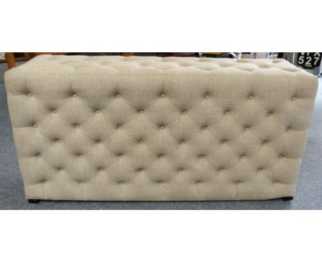 A button upholstered end-of-bed oblong cube bench, 140cm