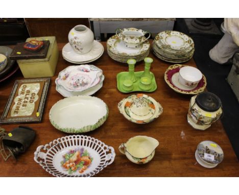 A 19th Century Prattware paste pot and lid; an Art Deco biscuit barrel; an Art Deco tureen; various Victorian dinnerware etc.
