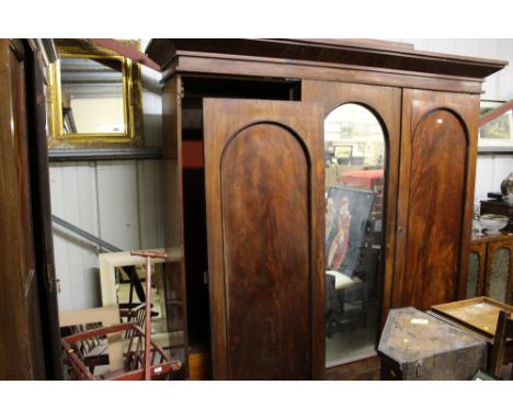 A Victorian mahogany triple wardrobe  AF