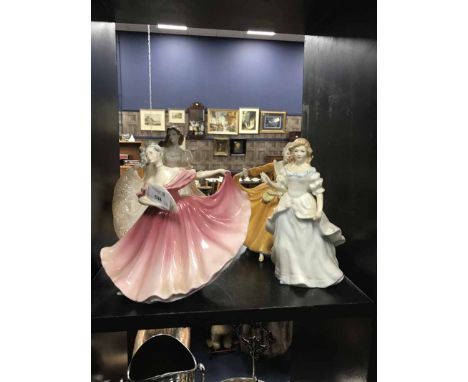 THREE ROYAL DOULTON FIGURES'Kirsty', 'Laura' and 'Elaine', together with a Royal Worcester figure 'Vienesse Waltz'