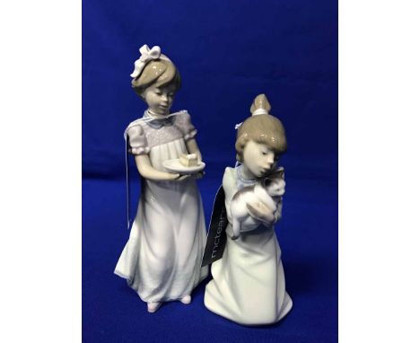 THREE LLADRO FIGURES OF CHILDRENand a dove group (4)