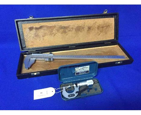 MOORE & WRIGHT MICROMETER contained within bakelite case; together with another micrometer, together with other scientific in