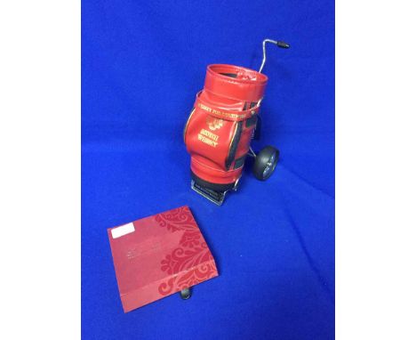 GOLF CADDY WHISKY HOLDERalong with box of golfing ephemera