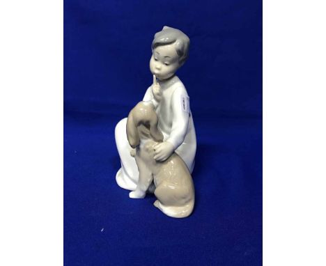 TWO LLADRO FIGURESone of a child with a dog (2) 