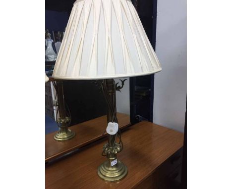 PAIR OF BRASS ALTAR STYLE CANDLESTICK LAMPS