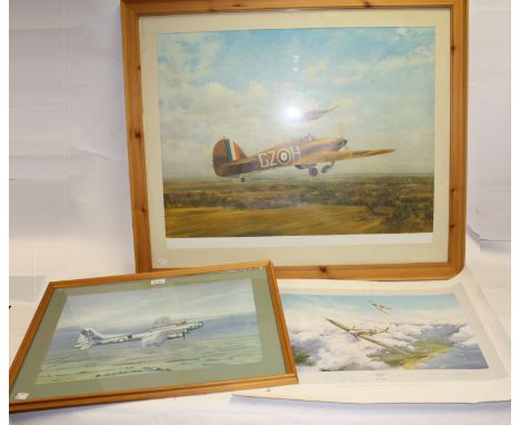 Pictures and Prints - Spitfire, by Robert Taylor, a first edition print signed by Group Captain Sir Douglas Bader and Air Vic