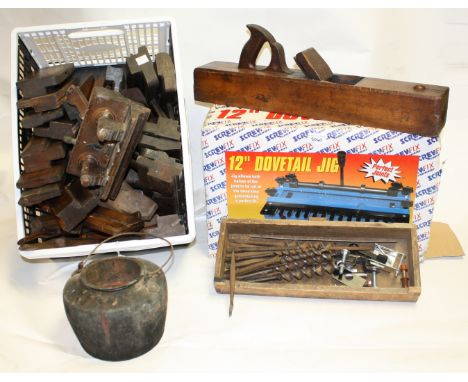 Tools - a 12" dove tail jig; 406mm scroll saw; moulding and other planes, including Stanley, moulding, smoothing, etc; hand d