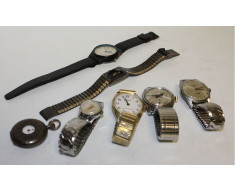 A gentleman's Rotary wristwatch, expanding steel band; a Liga waterproof wristwatch; a Sneda gentleman's wristwatch; etc   
