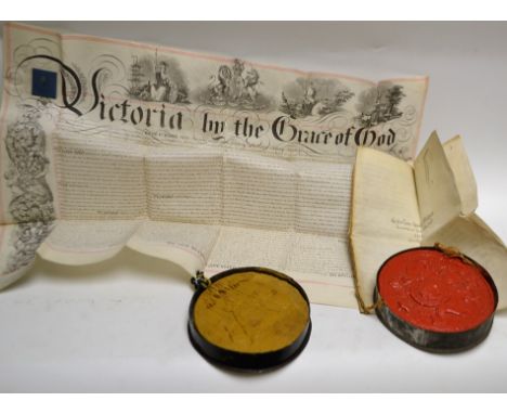 A Victorian vellum patent to Henry Stothert of Bath, engineer, 17th April 1852 for Improvements in the manufacture of manure 