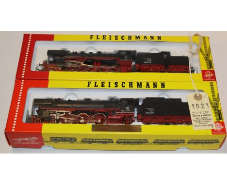 2 Fleischmann HO gauge Deutsche Bahn tender locomotives. A Class 50 2-10-0 loco, 50 058 (1363) and a Class 01 4-6-2 loco, 01 