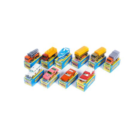 10 Matchbox Series Superfast. 1, Mercedes Truck. 2, Mercedes Trailer. 3, Mercedes Benz Ambulance. 4, Stake Truck. 6, Ford Pic