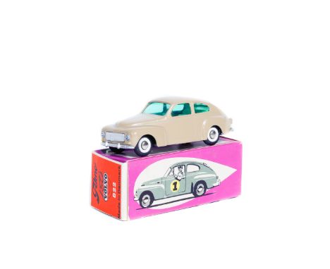 A Rare Tekno Volvo PV544 Sport (822). In light brown with cream interior and green tinted windows, hammered silver base with 