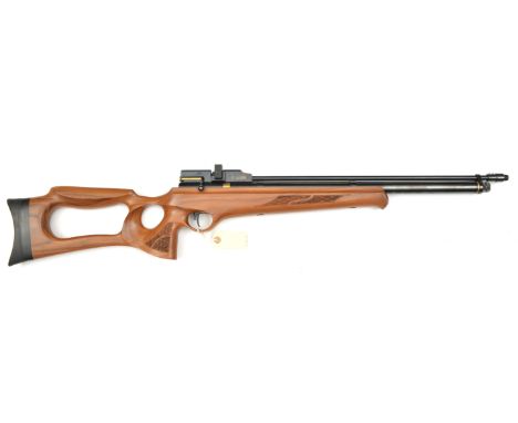 A .22” Falcon Light Hunter Raptor FN19 compressed air rifle, number 74481, with 8 shot magazine, the pale walnut stock having