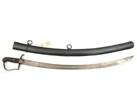 A 1796 pattern light cavalry trooper’s sword, curved fullered blade 31½”, steel hilt with langets, plain pommel and backstrap