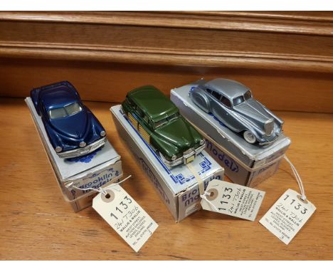 3 Brooklin Models. 1933 Pierce Arrow Silver Arrow, No.1 in metallic gun metal grey with maroon interior. A 1948 Tucker 48 Tor