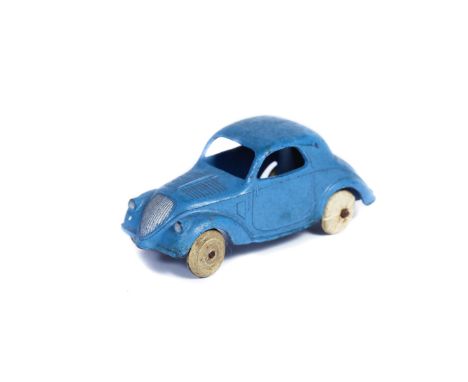 A French Dinky pre-war Simca 5 (35a). An export version in light blue with white rubber wheels and without baseplate.  (Plate
