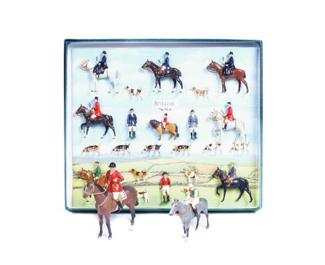 A Britains lead Hunting set 'The Meet'. A well restored, repainted and presented 23 piece set comprising mounted hunters, unm