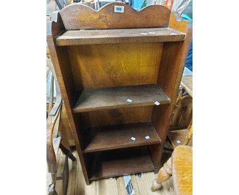 A 50cm vintage stained wood four shelf open bookcase