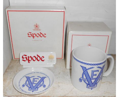 A Spode mug and similar coaster, made in 1995 to commemorate the 50th anniversary of the ending of the Second World War, both