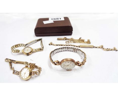 A 375 (9ct.) gold lady's Accurist quartz wristwatch - sold with a vintage 375 (9ct.) rose gold cased Majex on plated bracelet