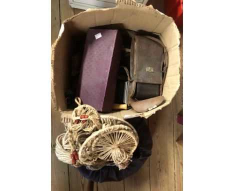 A box containing a quantity of assorted collectable items including vintage camera, etc.