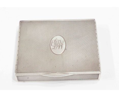 An 8.2cm silver case with engine turned decoration and initials to cartouche - Birmingham 1924