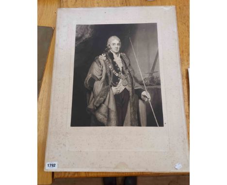 An unframed 18th Century portrait mezzotint of the Right Honourable Thomas McKenny, Lord Mayor of Dublin 1818, published in 1