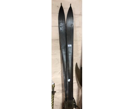 A pair of vintage Harald Smith (Norway) wooden skis
