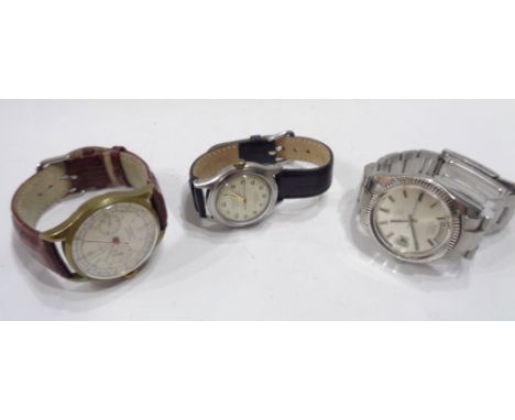 Three gentlemens' wristwatches comprising a J.W. Benson steel cased automatic incabloc, a Technos 'Star Chief' steel cased au