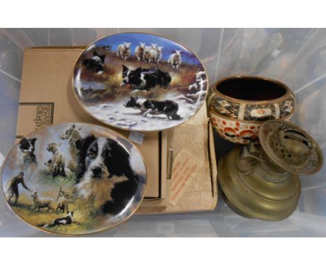 A crate containing a quantity of assorted ceramic and other collectable items including Bradford Exchange collectors' plates,