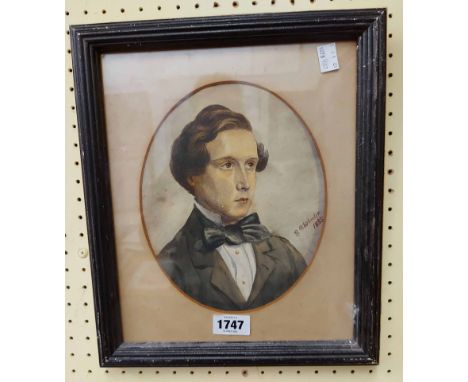 R.B. Wheeler: a framed watercolour portrait of a young gentleman - signed and dated 1855 - sold with a highlighted pencil por
