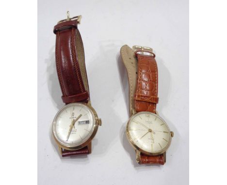 A vintage 9ct. gold cased gentleman's Mappin day/date automatic wristwatch with twenty-five jewel incabloc movement - sold wi