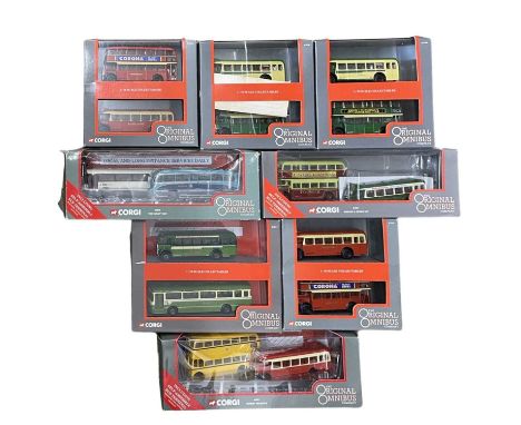 A collection of boxed and cased Corgi 'Original Omnibus Company' die-cast model buses, double packs (8)