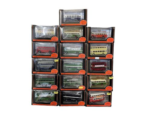 A collection of various boxed Exclusive First Editions die-cast buses, including Samuel Ledgard, East Yorkshire and Wallasey 