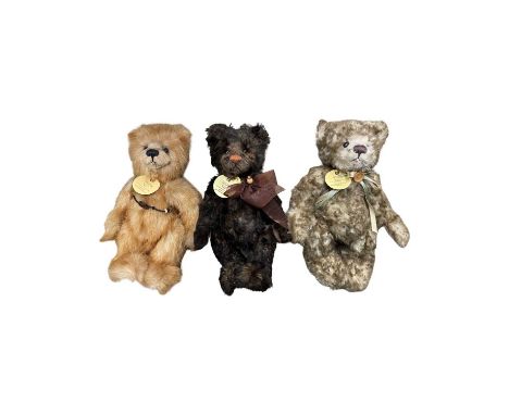 Three Charlie Bears teddies with original tags, to include: - Alice, CB094079B - Button, CB194513 - Aidan, CB104738Designed b