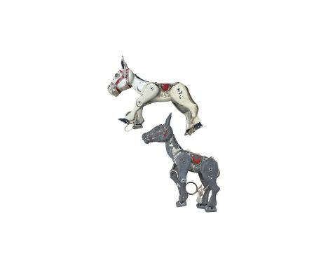 A vintage Moko die-cast Muffin the Mule stringed puppet, together with another more worn example
